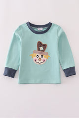 Green scarecrow applique top