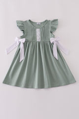 Sage ruffle dress