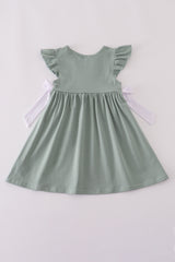 Sage ruffle dress