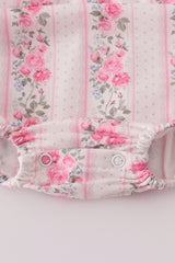 Pink floral print ruffle bubble