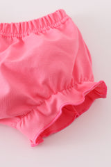Pink floral print ruffle bloomer set