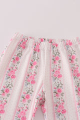 Pink floral print pants set