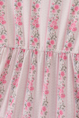 Pink floral print tiered mom dress