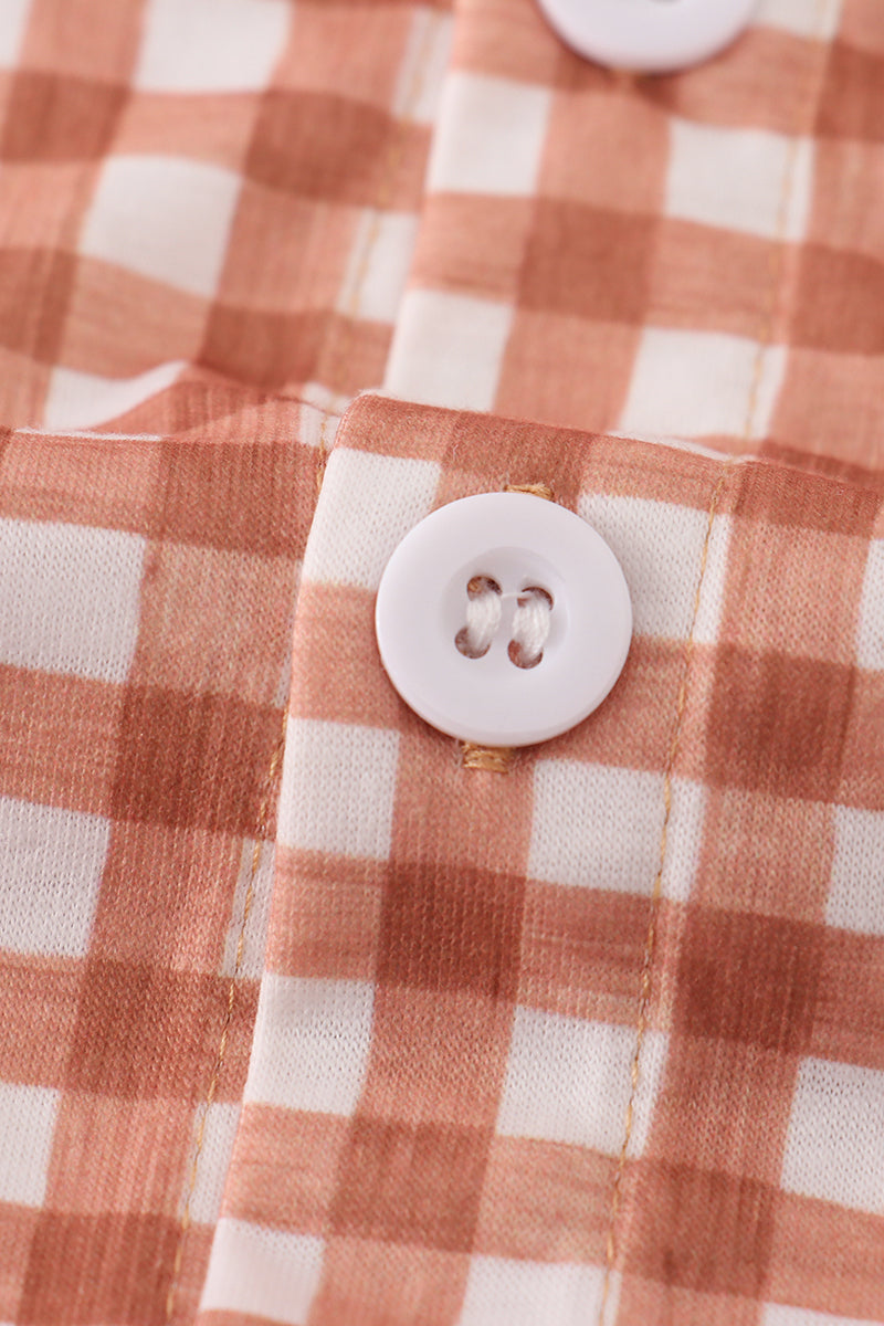 Orange checkered button down shirt