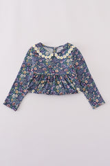 Purple floral lace pants set