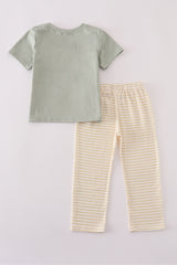 Puppy embroidery smocked pants set