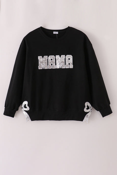 Black MINI bow glitter mom&me top