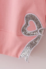 Pink MINI bow glitter mom&me top