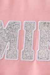 Pink MINI bow glitter mom&me top