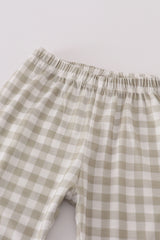 Green duck embroidery ruffle pants set