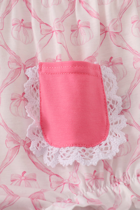 Pink bow tie pumpkin print bubble