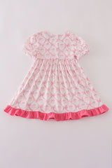 Pink bow tie pumpkin print dress