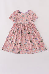 Purple floral print bamboo dress