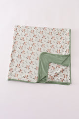 Green duck print bamboo blanket