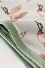 Green duck print bamboo blanket