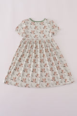 Green duck print bamboo dress