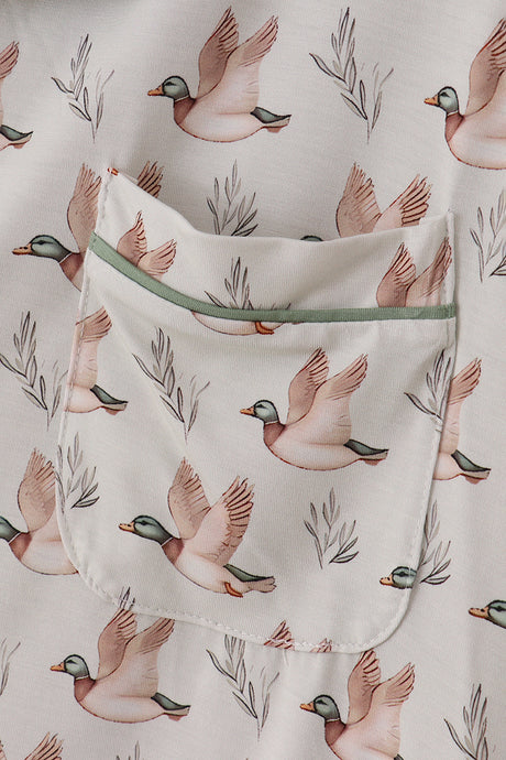 Green duck print bamboo mom pajamas set