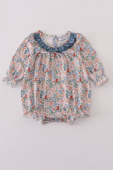 Blue floral print ruffle bubble