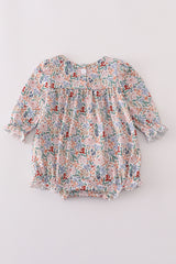 Blue floral print ruffle bubble