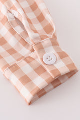 Orange gingham button down shirt