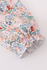 Blue floral print ruffle pants set