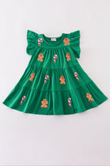 Green christmas sequin tiered girl dress