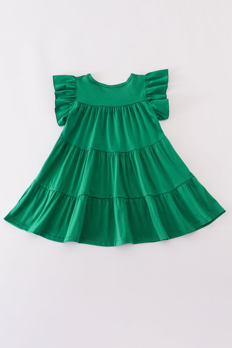 Green candy cane gingerbread sequin tiered ruffle dress