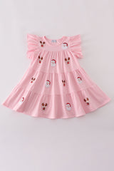 Pink christmas sequin tiered girl dress