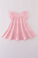Pink christmas sequin tiered girl dress