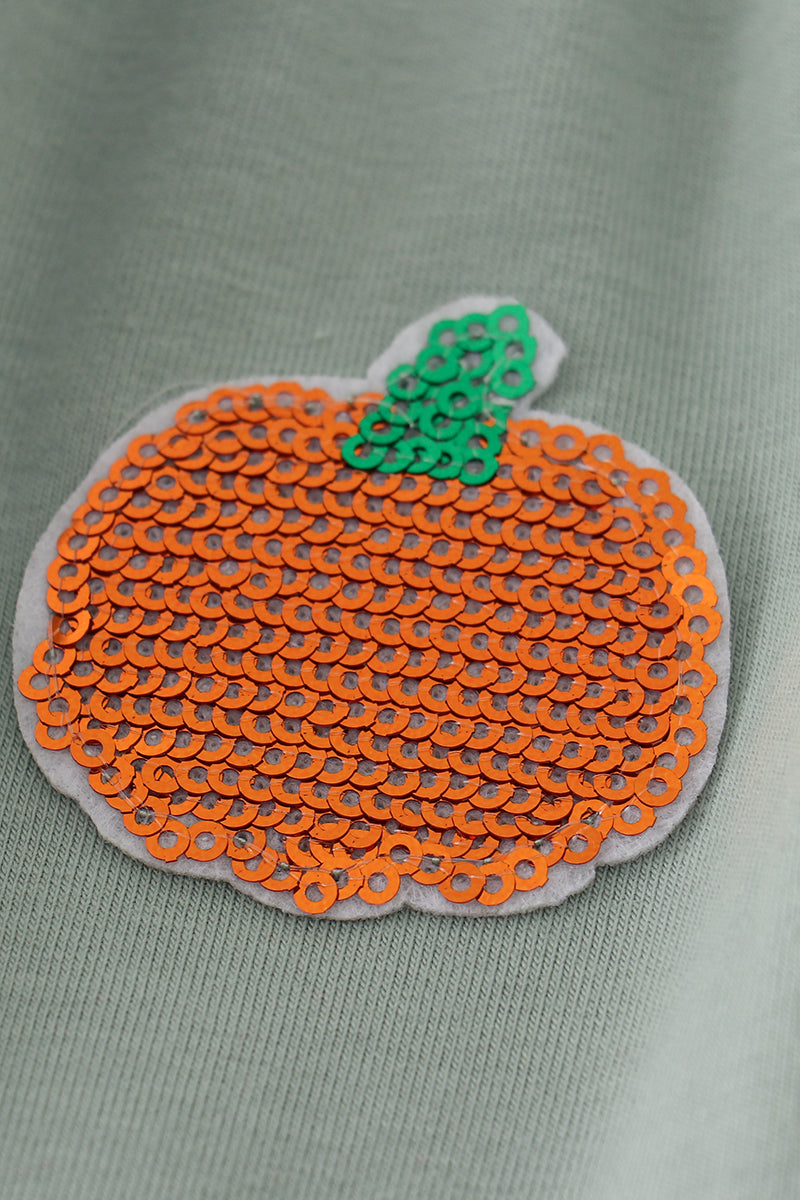 Sage pumpkin cake sequin tiered ruffle dress