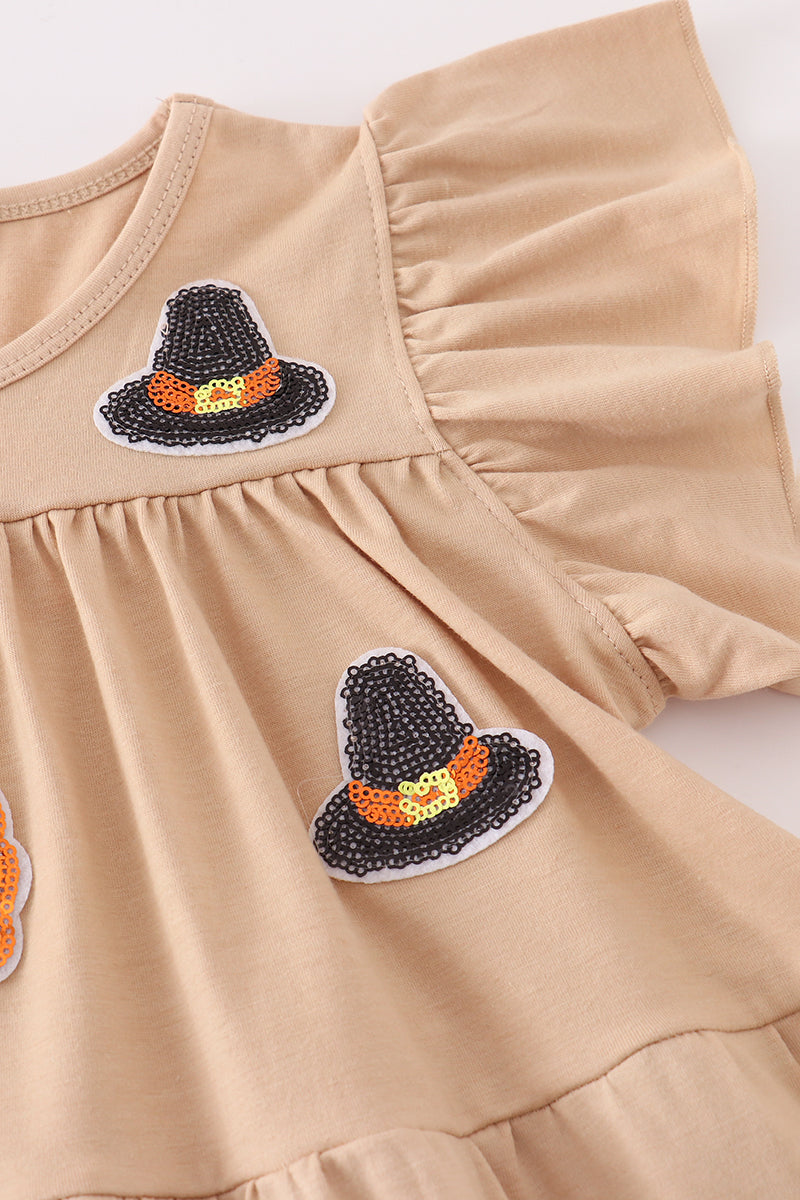 Cream turkey sequin tiered ruffle dress