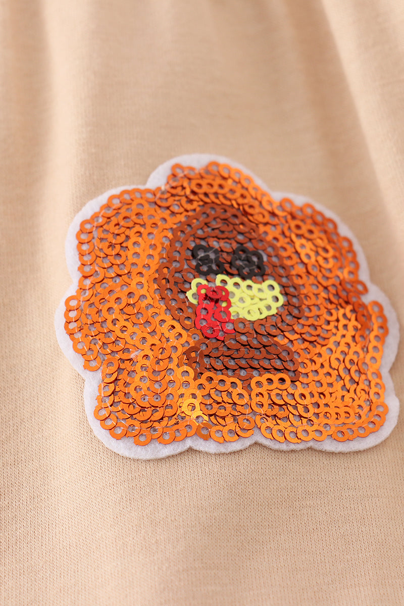 Cream turkey sequin tiered ruffle dress