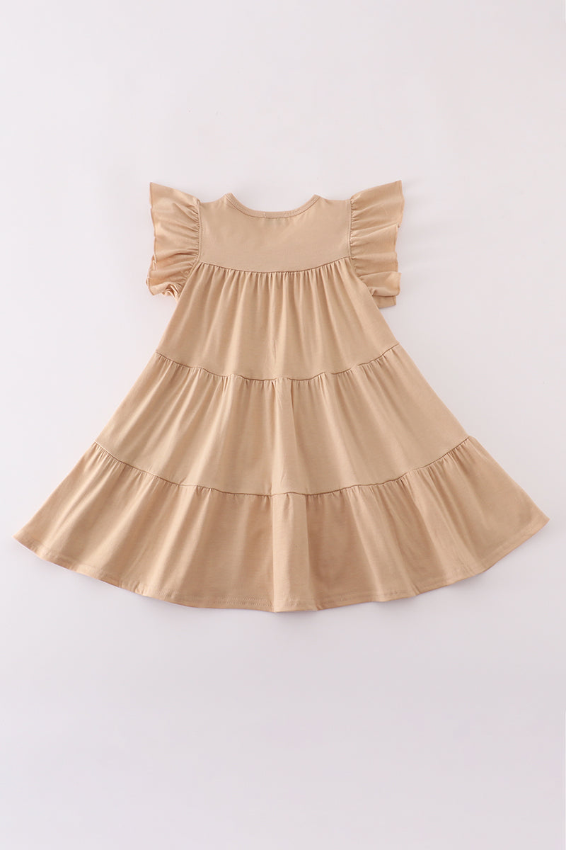 Cream turkey sequin tiered ruffle dress