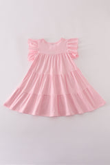 Pink turkey pumpkin sequin tiered ruffle dress