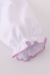 Lavender ribbon lace embroidery gingham dress