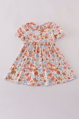 Floral print smocked dress