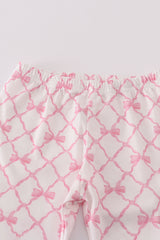Pink bow smocked pants set