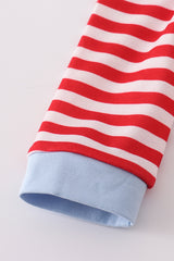 Red airplane embroidery stripe romper