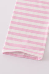 Blue airplane embroidery stripe ruffle pants set
