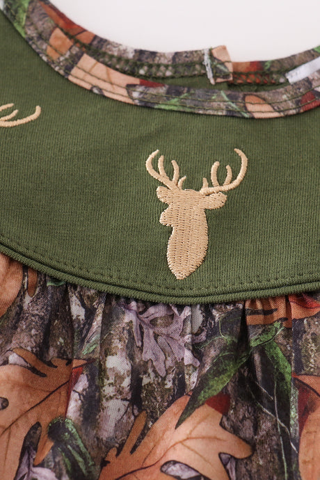 Forest hunting deer embroidery ruffle bubble