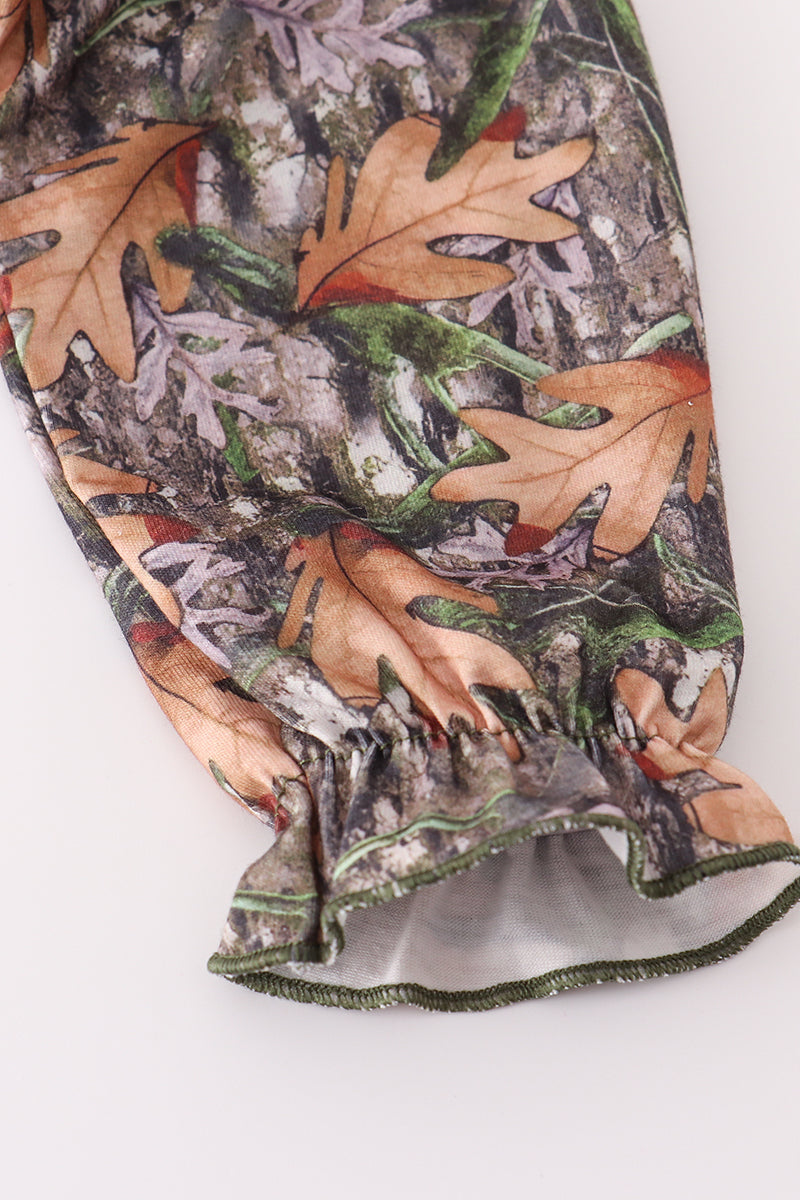 Forest hunting deer embroidery ruffle bubble