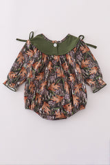 Forest hunting deer embroidery ruffle bubble