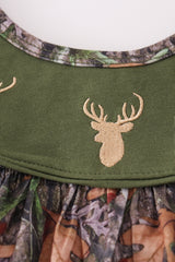Forest hunting deer embroidery ruffle pants set