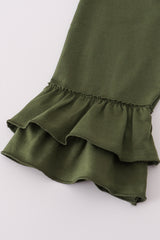 Forest hunting deer embroidery ruffle pants set