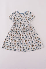 Blue floral print bamboo dress