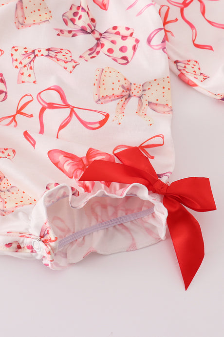 Red bow smocked bubble