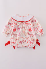 Red bow smocked bubble