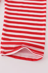 Red santa claus smocked stripe pants set