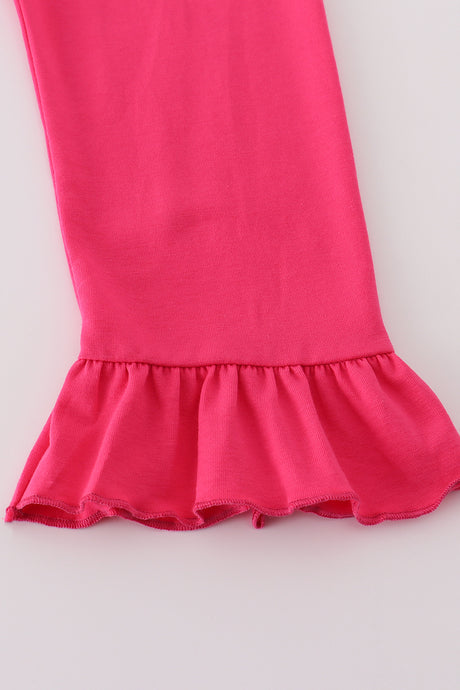 Pink paradise santa claus smocked ruffle pants set