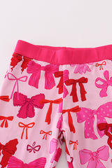 Pink bow print bamboo pajamas set